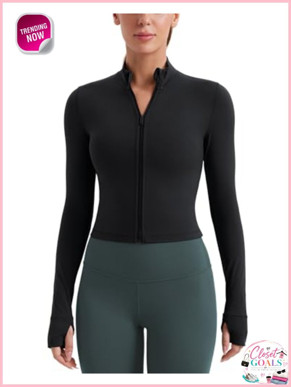 Cropped Athletic Jacket Full Zip Slim Fit Butterluxe Workout